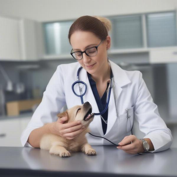 Veterinarian Examining a Dog