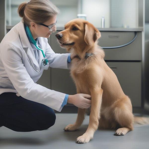 Veterinarian Examining a Dog