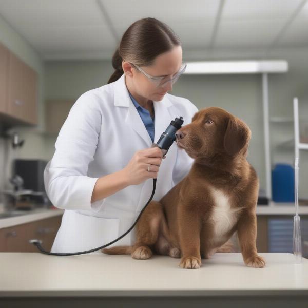 Veterinarian Examining a Dog's Ear