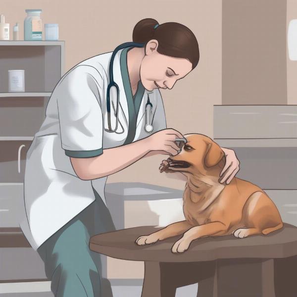 Veterinarian Examining a Dog for Worms