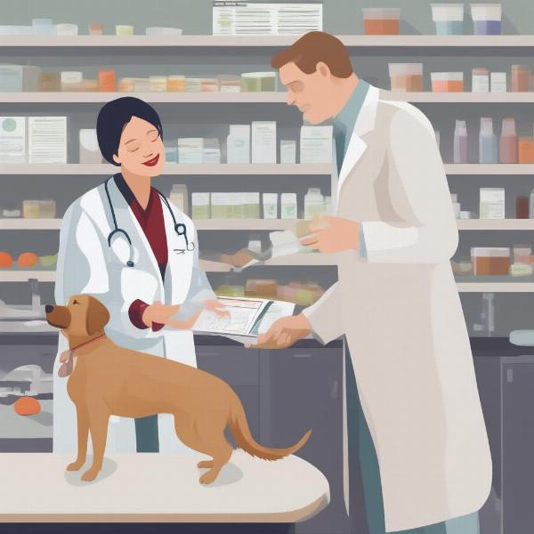 Veterinarian Examining Dog Nutrition Plan