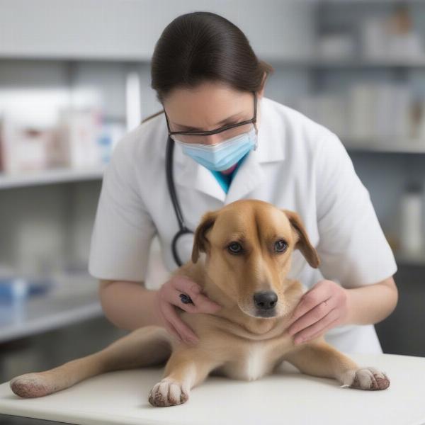 Veterinarian Examining Dog's Skin