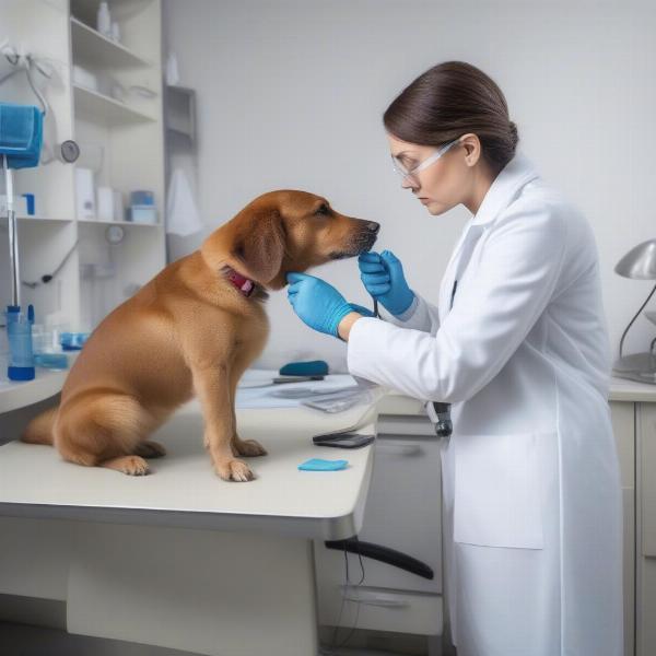 Veterinarian Examining Dog Skin