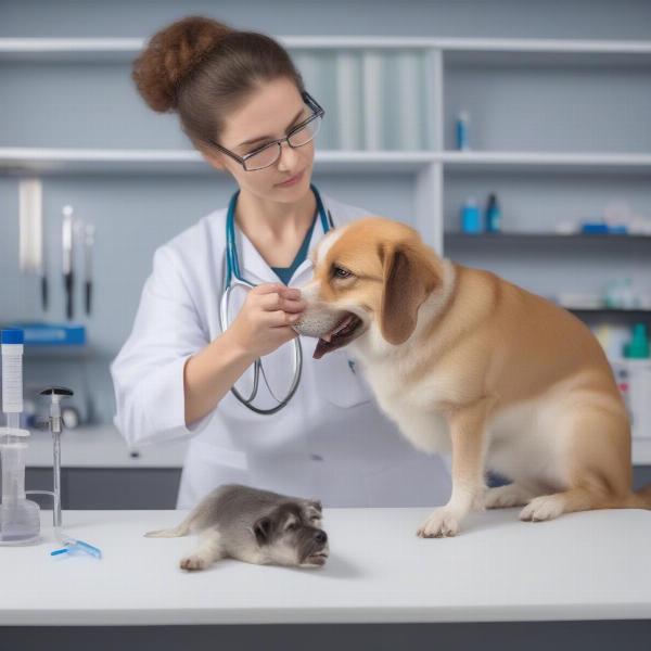 Veterinarian Examining Dog's Tail