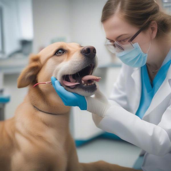 Veterinarian Examining Dog's Teeth