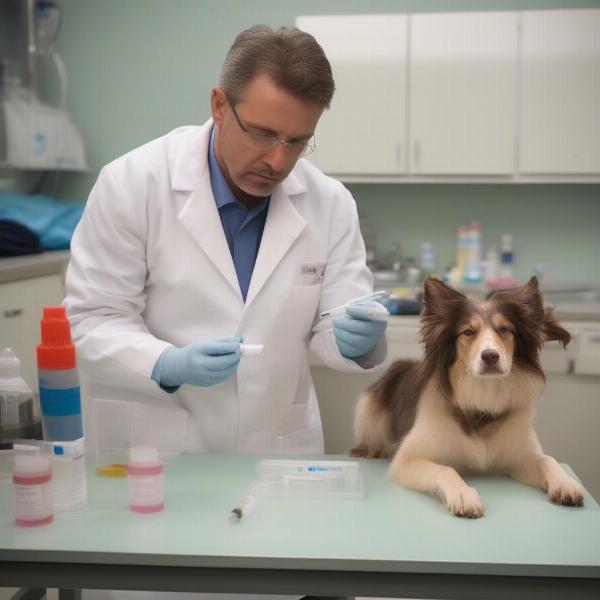 Veterinarian Examining Dog Urine