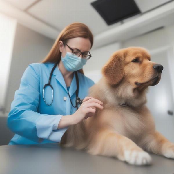 Veterinarian Examining a Medium Dog