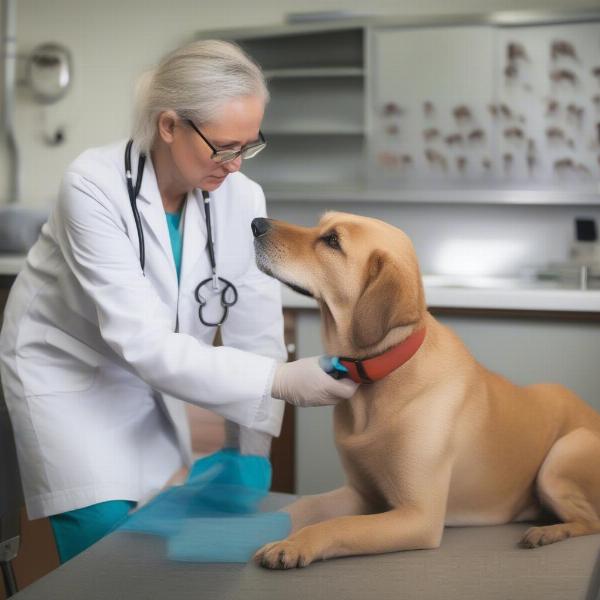 Veterinarian Examining Senior Dog