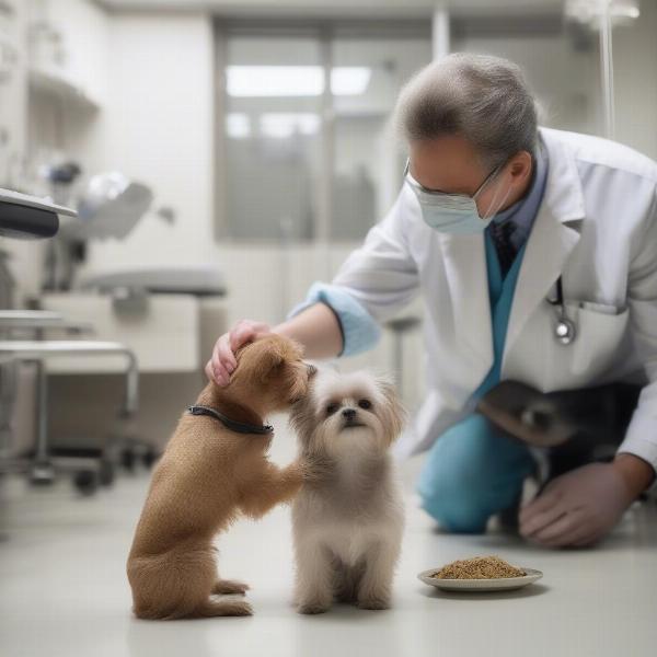 Veterinarian Examining Small Dog