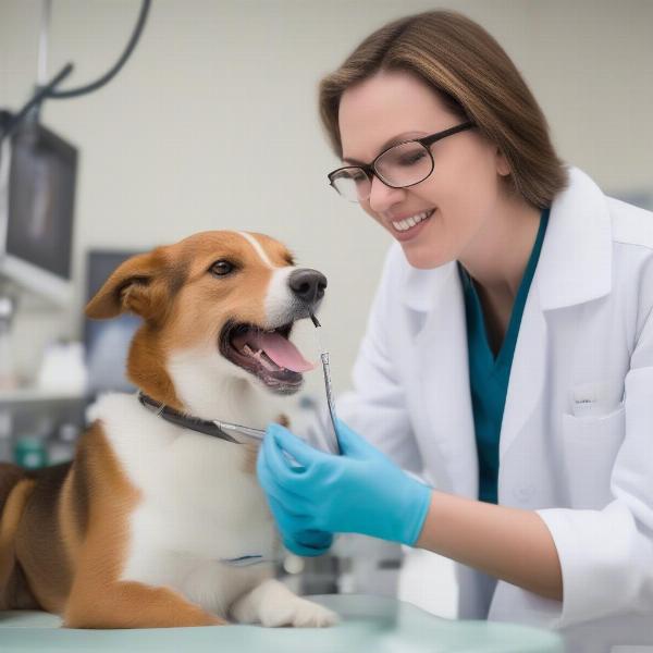 Dog Undergoing a Veterinary Dental Checkup