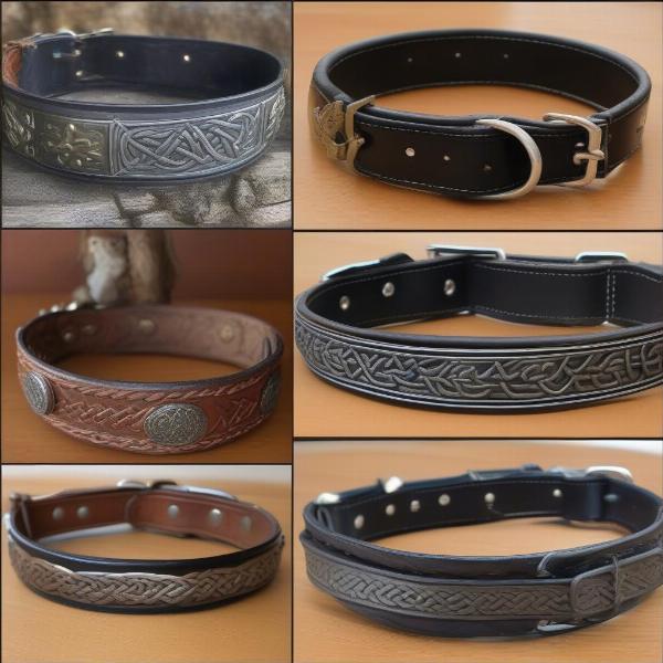 Different Viking dog collar styles