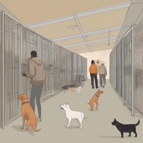 Visiting a dog kennel: Observing cleanliness, staff interaction, and the overall environment.