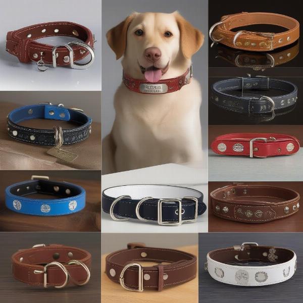 Personalized round leather dog collars