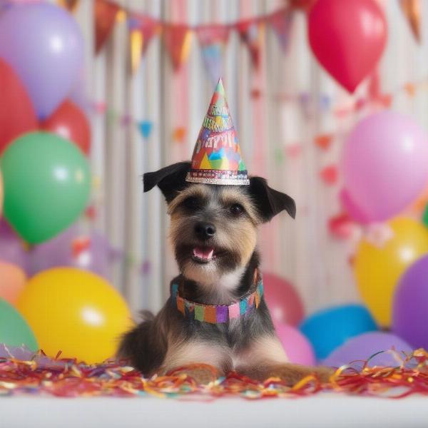 Dog with a birthday crown