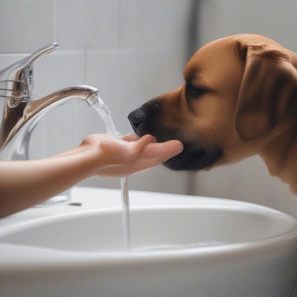 Washing a wound after a dog lick