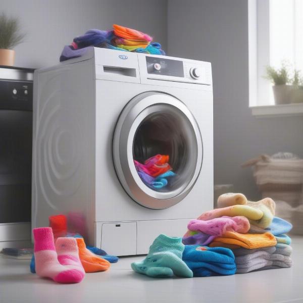 Washing dog socks in a washing machine