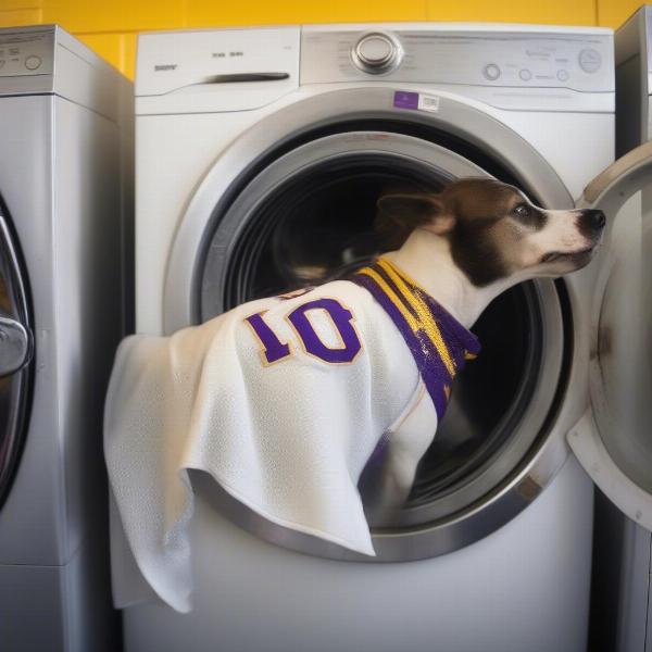 Washing a Los Angeles Lakers Dog Jersey