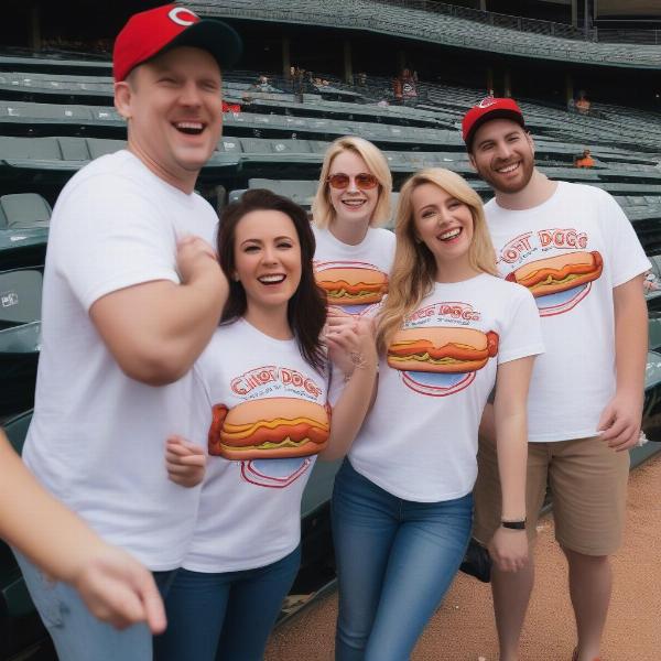 Wearing a Chicago Hot Dog Shirt