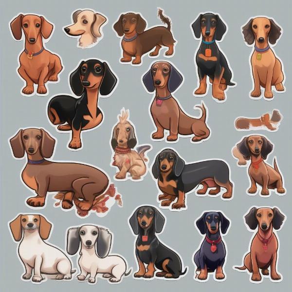 Variety of weenie dog stickers