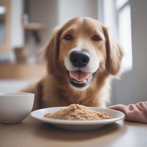 Dog eating weetabix for anal glands