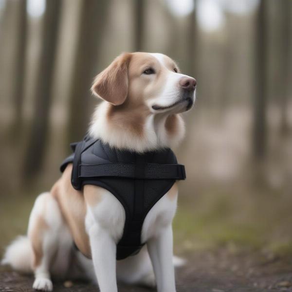 Dog wearing a weighted vest for anxiety reduction