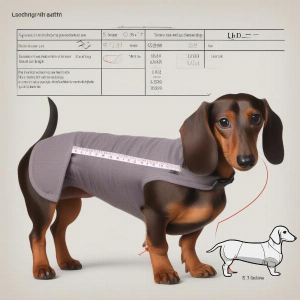 Measuring a dachshund for a onesie