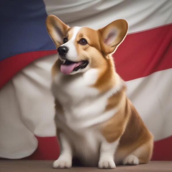 Welsh Corgi with Welsh Flag