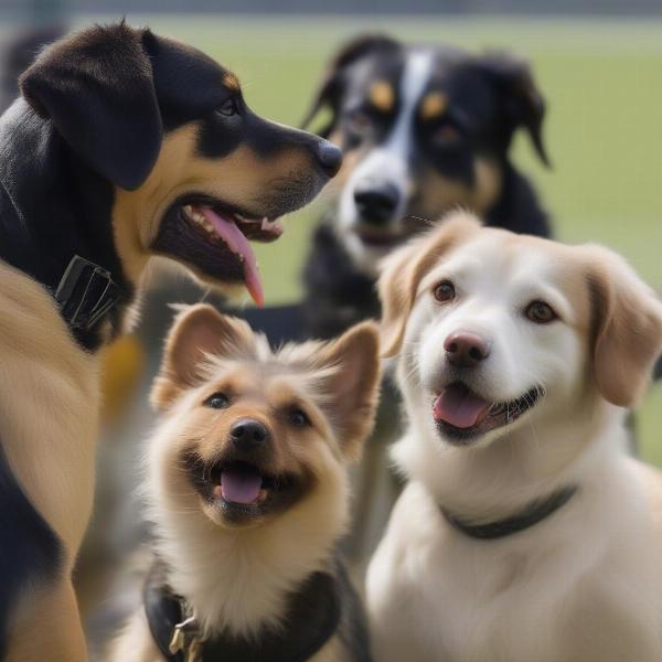 Dogs playing at West Haddon Dog Field