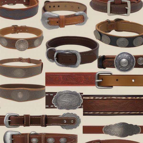 Variety of Western Leather Dog Collars