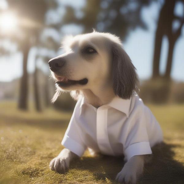 White Dog Shirt for Sun Protection