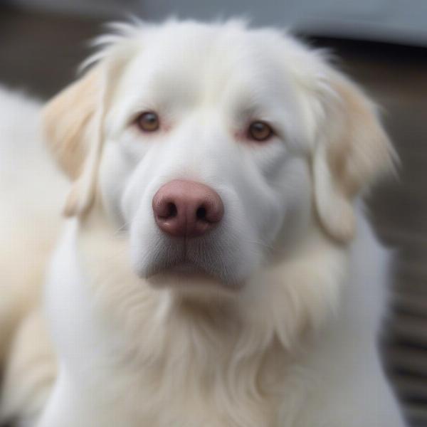 White Dog with Yellow Fur