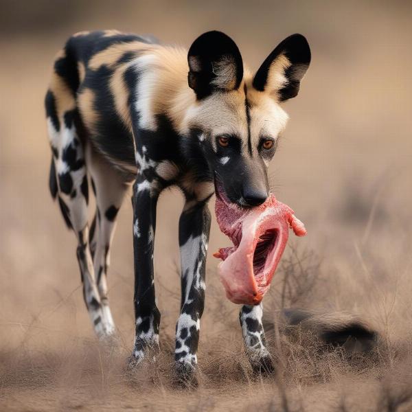 Wild Dog Eating Prey