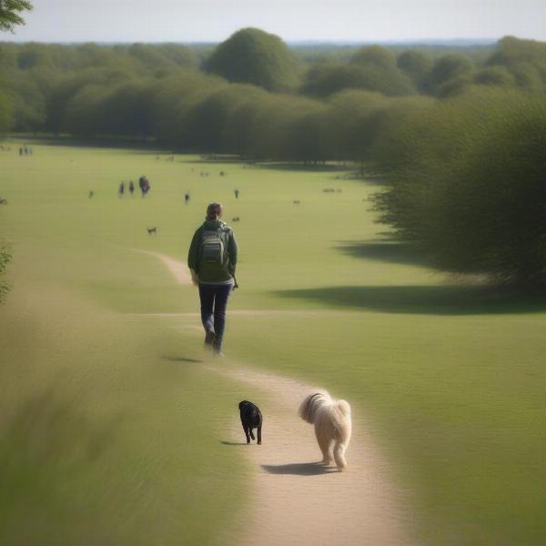 Dog walking on Wimbledon Common