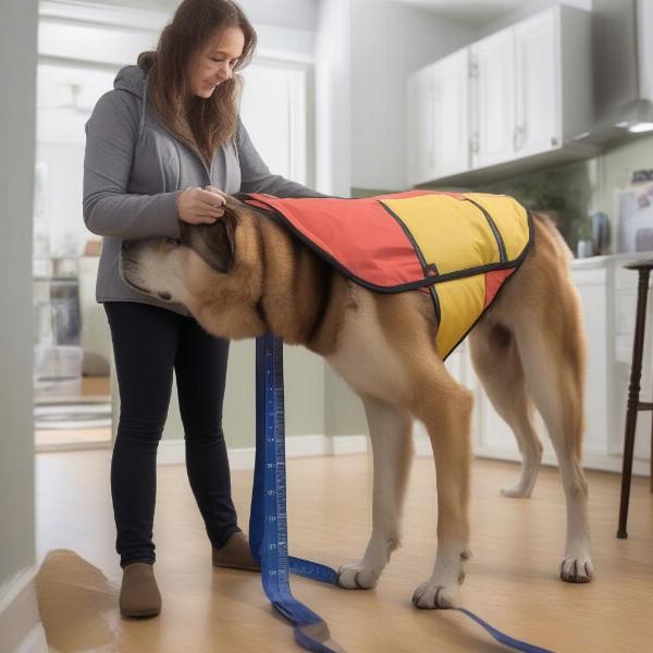 Measuring an XL Dog for a Raincoat