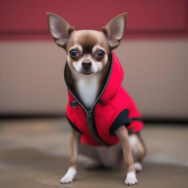 Chihuahua wearing an XS dog coat