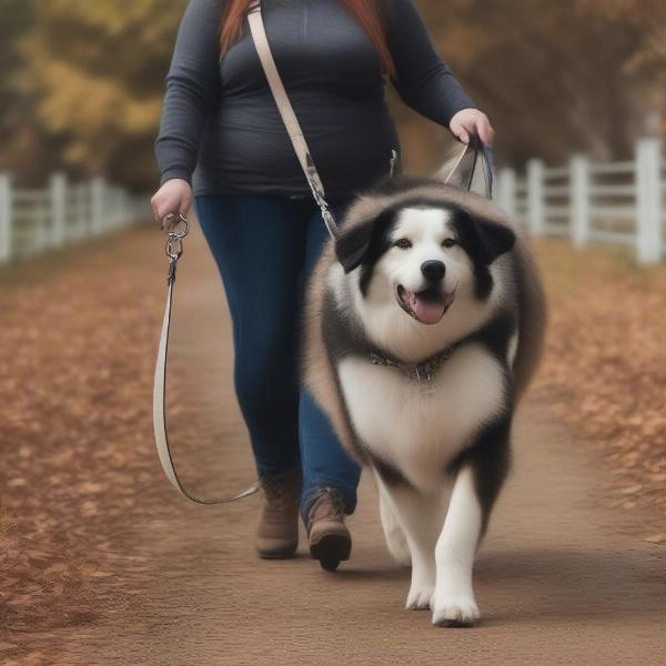 Walking a dog with an XXXL harness