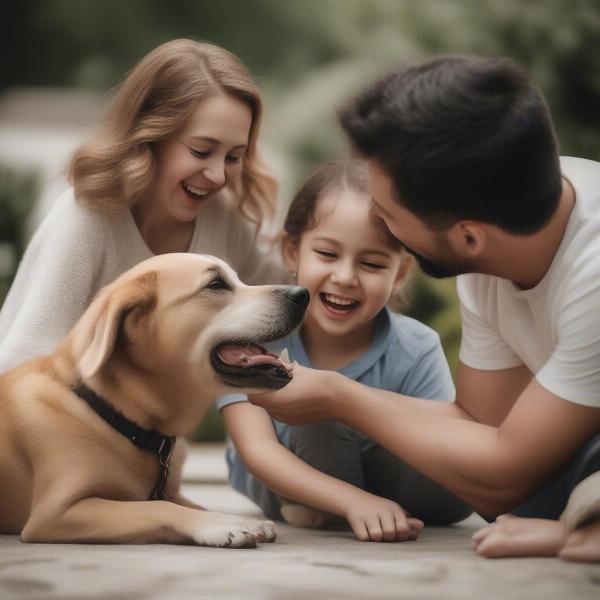 Adopted Dog with Happy Family