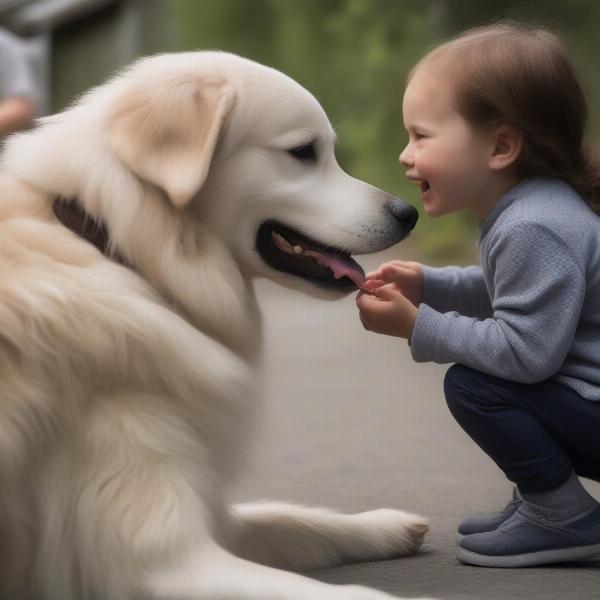 Alaskan Noble Companion Dog playing with children