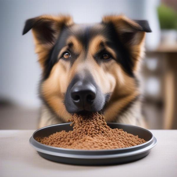 Alsatian Eating Wet Food