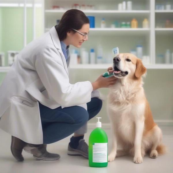 Consulting with a veterinarian about antibacterial spray