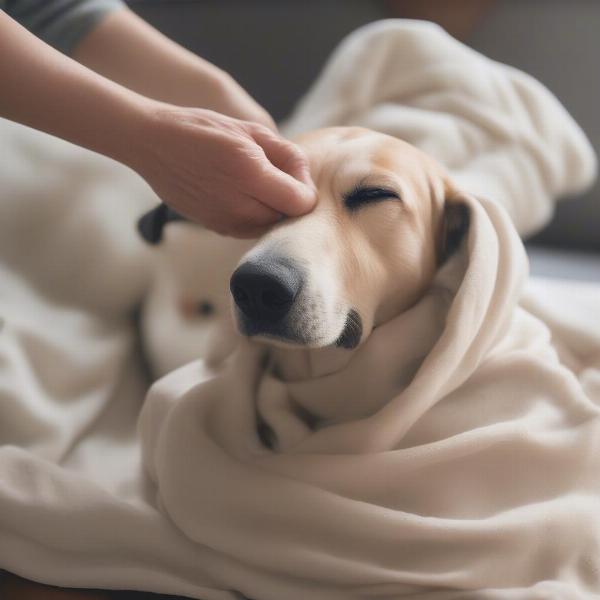 Applying a Warm Compress to a Dog's Eye