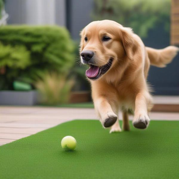 Dog Playing on Artificial Grass