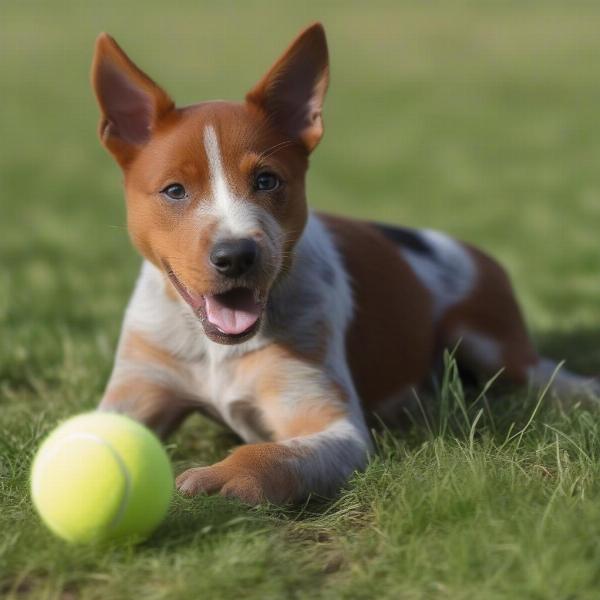 Australian Cattle Dog puppy playing fetch