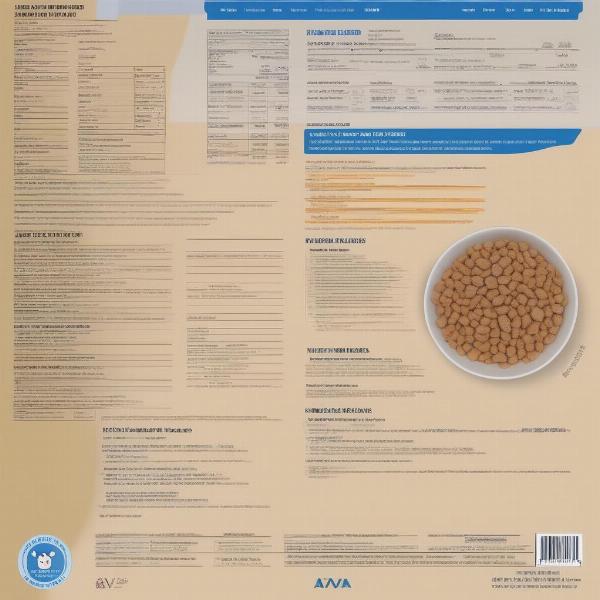 Ingredient label of Ava small breed dog food