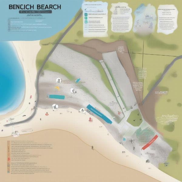 Map of Benllech Beach showing dog-friendly zones during peak season