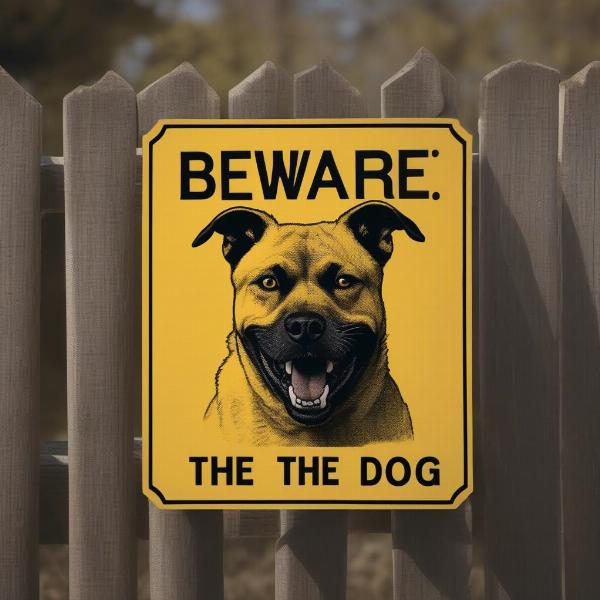 Beware of Dog Sign on a Fence