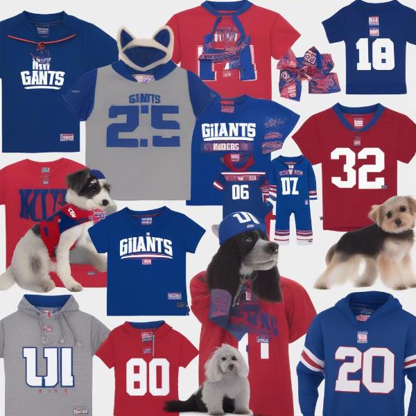 Different styles of New York Giants dog shirts