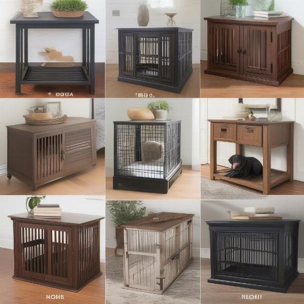 Different styles of dog crate console tables