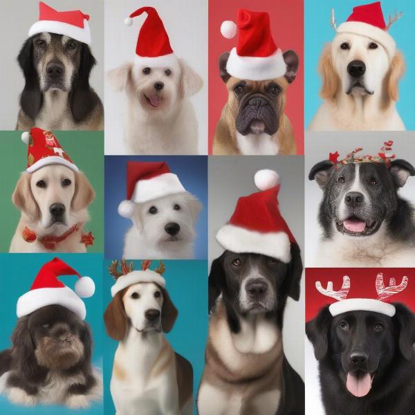 Different styles of Christmas hats for dogs