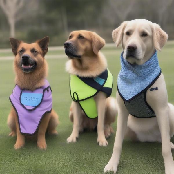 Different types of cooling coats for dogs